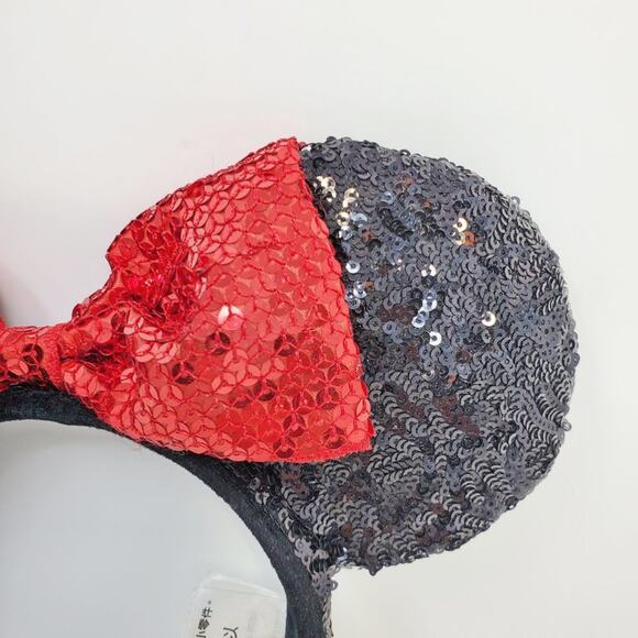 Disney Minnie Mouse Sequin Ears Black Red Hair Accessories - Picture 4 of 12